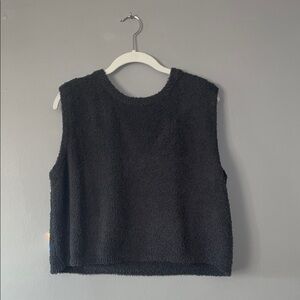 NATURAL LIFE Gray Sleeveless Fuzzy Vest Top